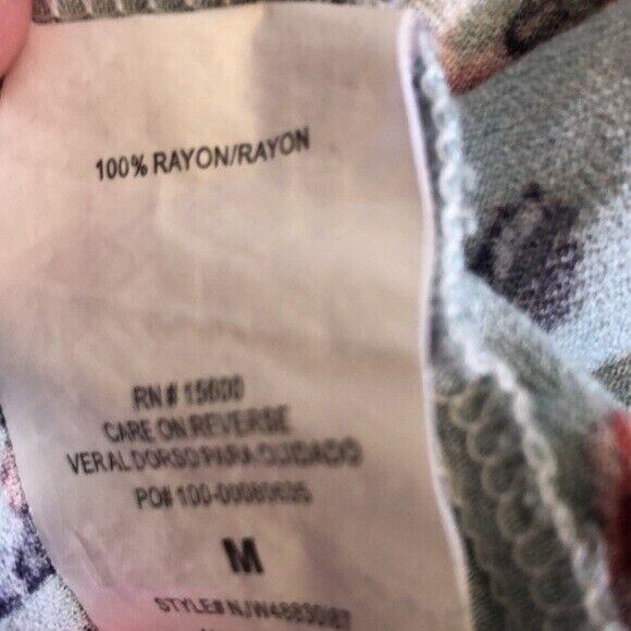 Rewind Off The Shoulder Blue Floral Peasant top button tie front Size Medium - Picture 4 of 6